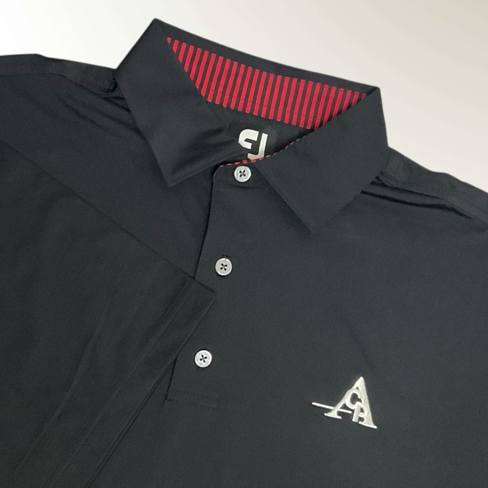 FootJoy‎ FJ Polo Shirt Mens Large Solid Black Golf Performance Short Sleeve ACP